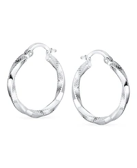 Bling Jewelry Timeless Slender Wire Rope Hoop Huggie Earrings Sterling Silver 1 Inch Diameter