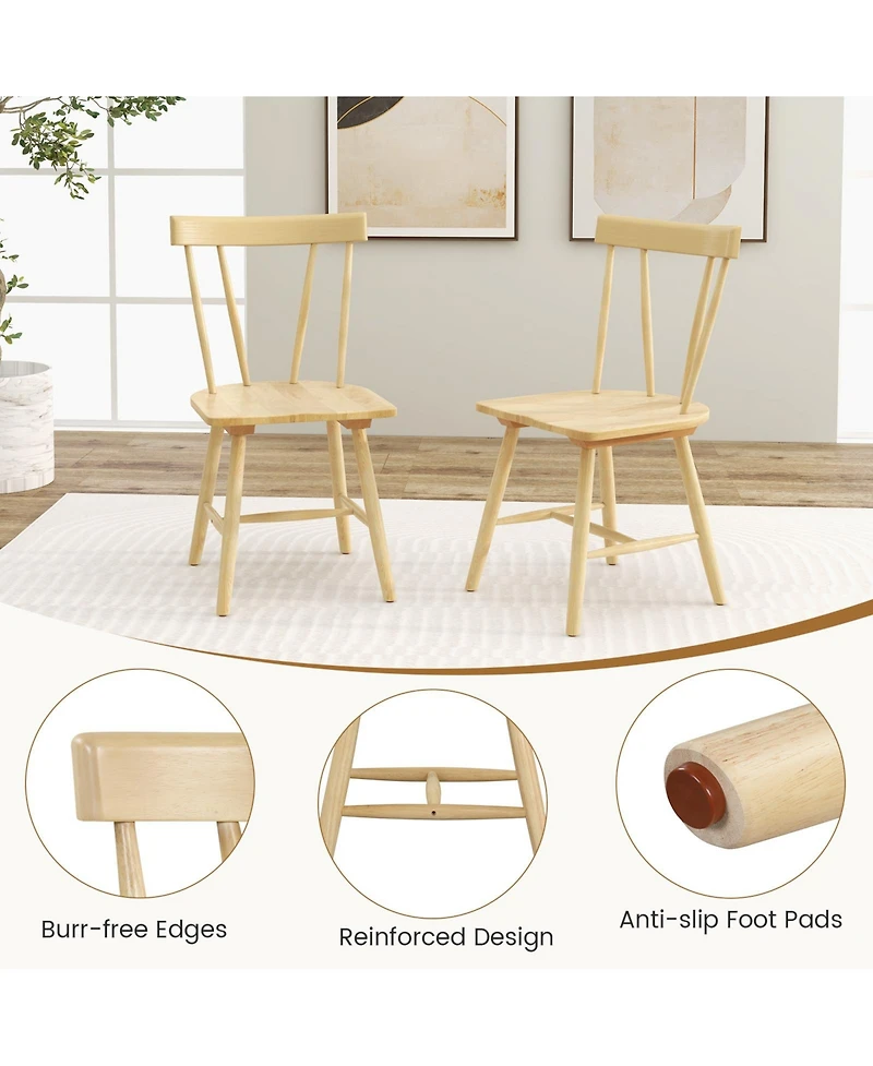 Windsor Style Armless Chairs with Solid Rubber Wood Frame