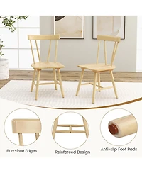 Windsor Style Armless Chairs with Solid Rubber Wood Frame