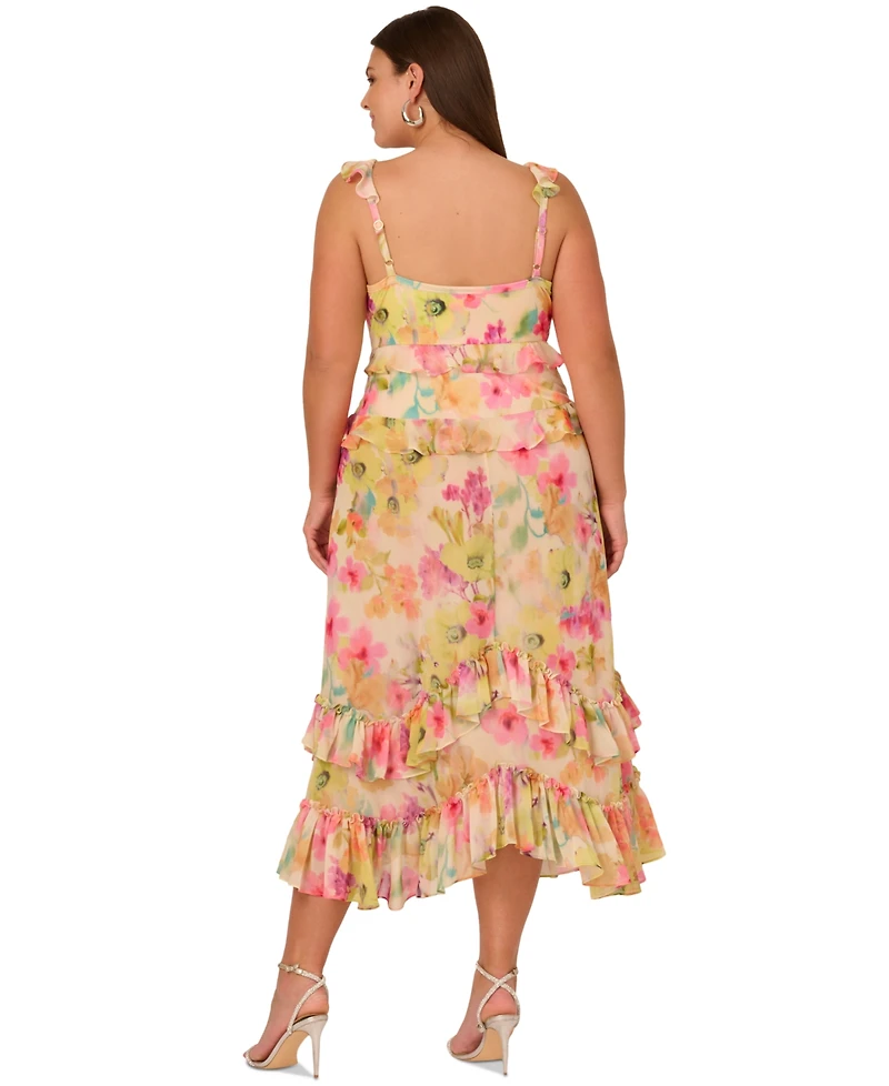 Adrianna Plus Ruffle-Trim Sleeveless Dress