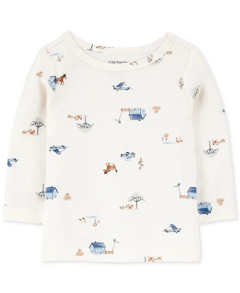 Carter's Baby Boys 2-Pc. Long-Sleeve T-Shirt & Thermal Overalls Set