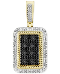 Men's Black & White Diamond Dog Tag Pendant (1/2 ct. tw) in 10k Gold