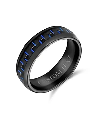 Bling Jewelry Geometric Pattern Carbon Fiber Inlay Couples Titanium Band Rings Comfort Fit 8MM