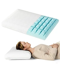 Set of 2 Gel Memory Foam Pillow 3D Cutting Air Flow Cooling Pillows with Pillowcase