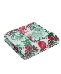 Kate Aurora Holiday Living Holly Pines Christmas Tree & Oraments Accent Throw Blanket
