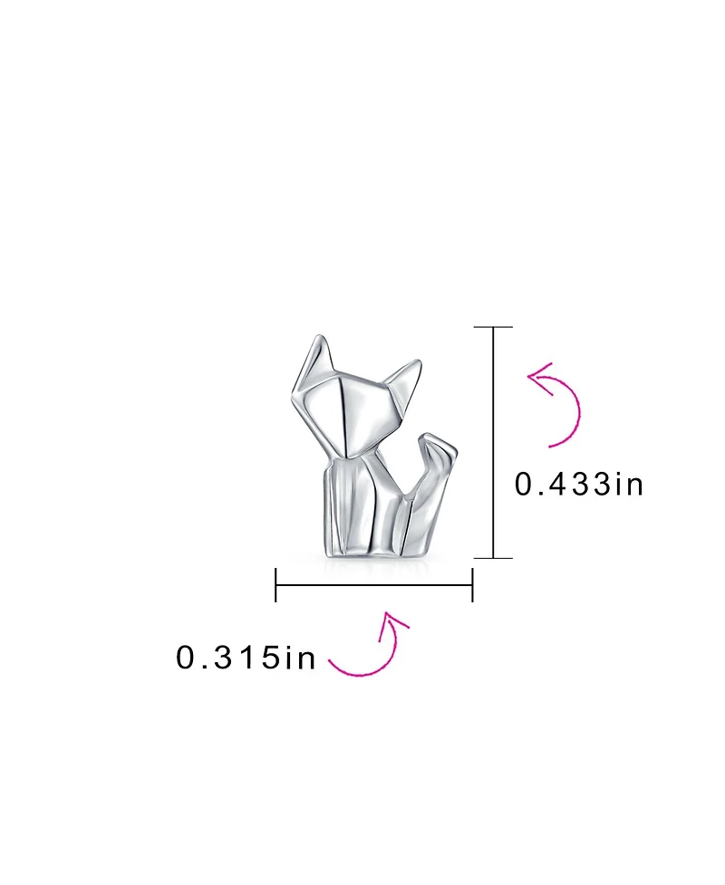 Bling Jewelry 3D Geometric Origami Cat Stud Earrings in Sterling Silver