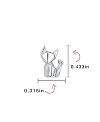 Bling Jewelry 3D Geometric Origami Cat Stud Earrings in Sterling Silver