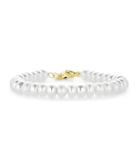 Bling Jewelry Traditional 5MM White Freshwater Pearl Strand Bracelet 18K Gold 6.5-8.5"