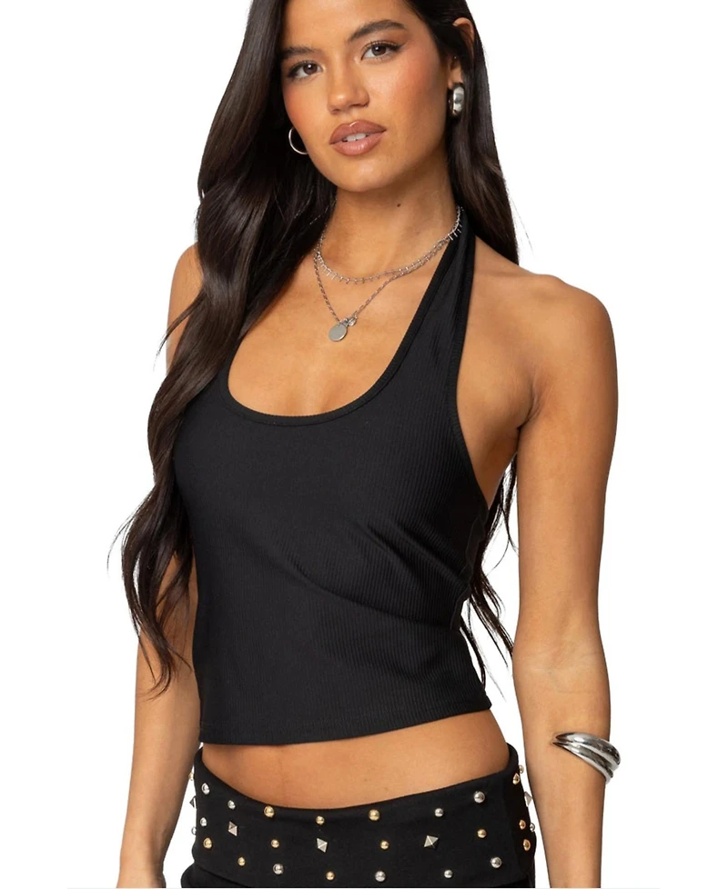 Edikted Women's Kiana Ribbed Halter Top