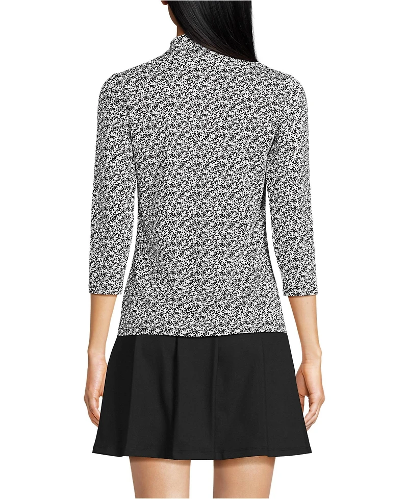 Lands' End Women's 3/4 Sleeve Active Polo Shirt