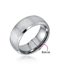 Bling Jewelry Religious Ichthys Jesus Fish Catholic Cross Couples Titanium Band Rings Matte Silver Tone