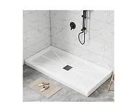 Casainc 60"W X 30"D Smc Single Threshold Shower Base Anti-Slip Shower Pan, Drain Assembly & Drain Cover Included