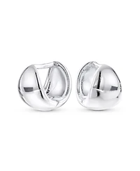 Bling Jewelry Minimalist Geometric Hoop Huggie Earrings in Sterling Silver