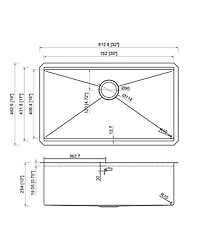 32 Inch Stainless Steel Brushed Kitchen Manual Sink With Single Grooves Under The Counter