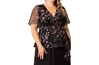 Kiyonna Plus Rosalie Embroidered Wrap Top