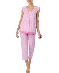 Ellen Tracy Women's Printed V-Neck Cropped Pajama Set