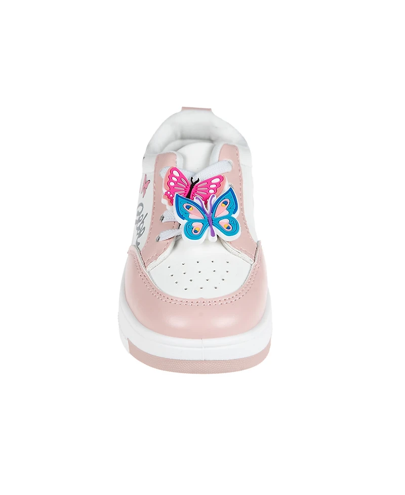 Bebe Toddler Girls Butterfly Lace Charms with Court Sneakers