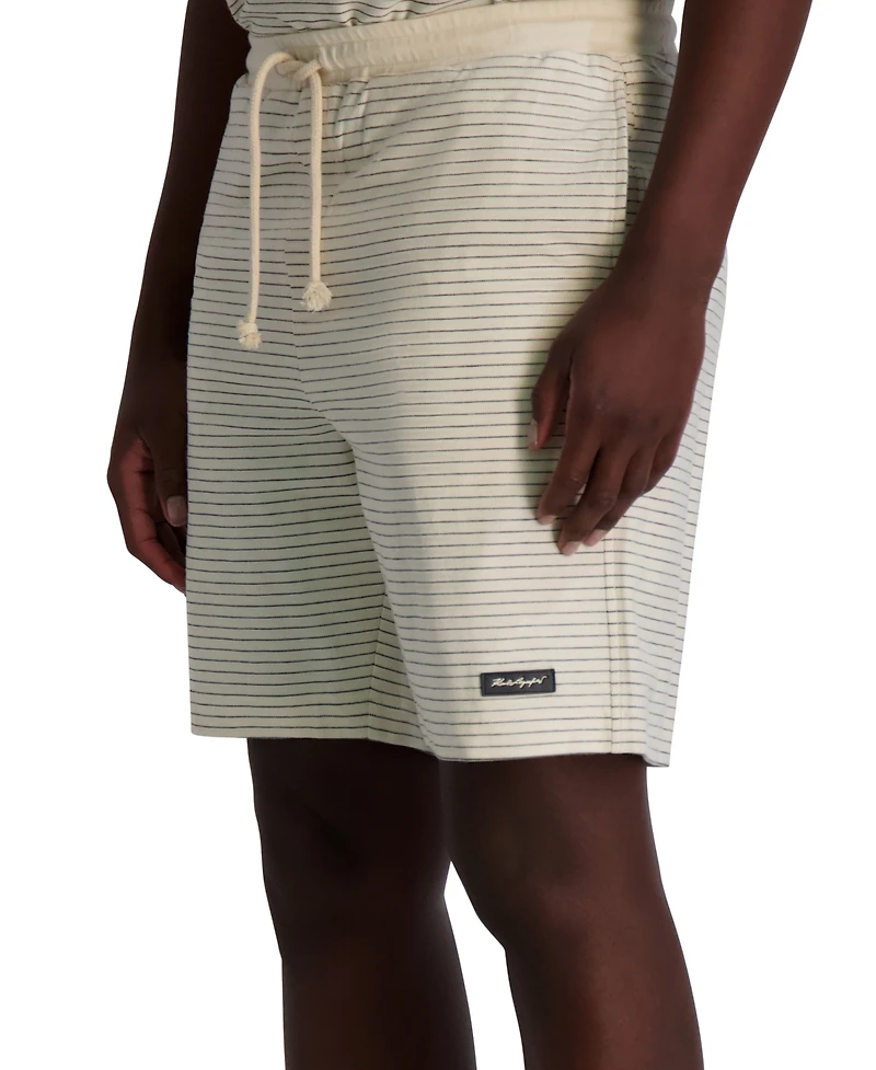 Karl Lagerfeld Paris Men's Relaxed-Fit Textured Stripe 8-1/2" Drawstring Shorts