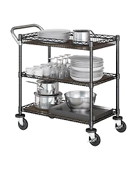 Seville Classics 3-Tier Utility Cart with Shelf Liners