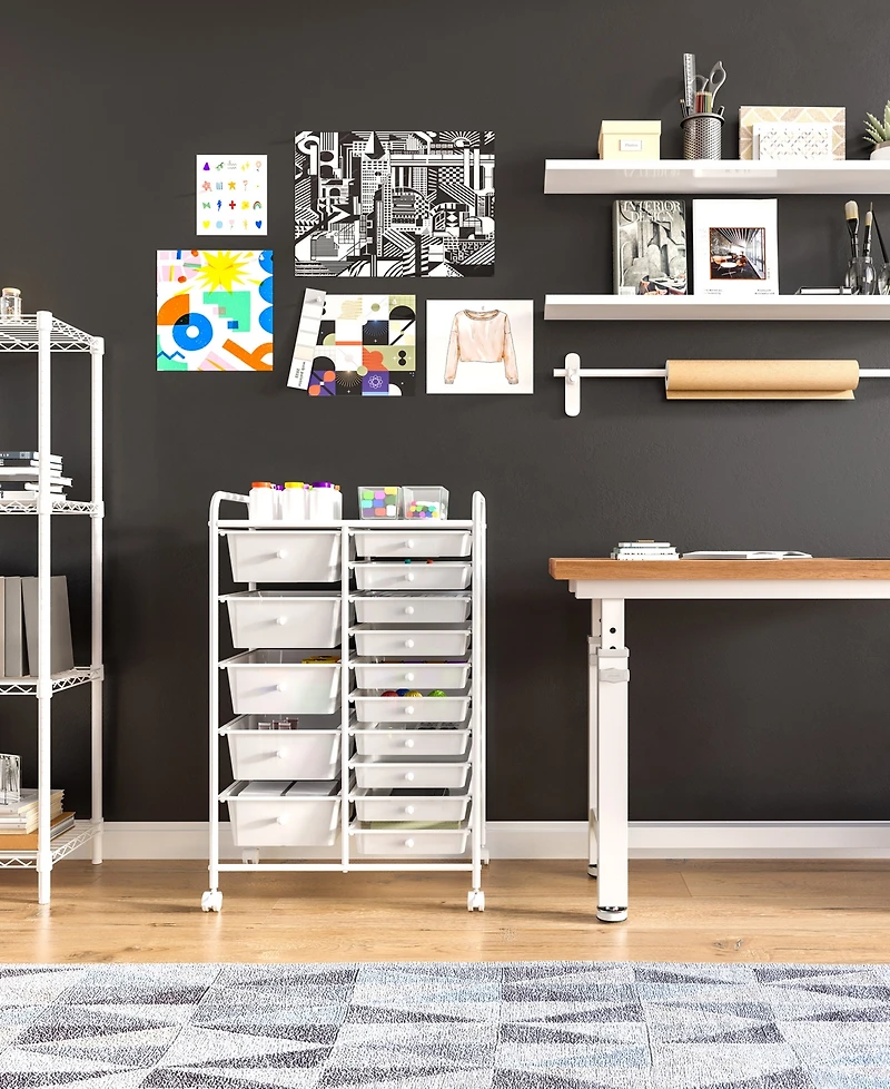 Seville Classics 15-Drawer Organizer Cart