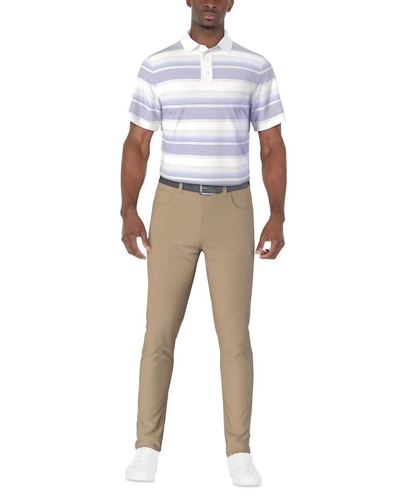 Pga Tour Men's Short Sleeve Striped Golf Polo Shirt