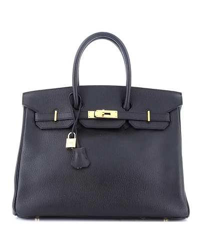 Pre-Owned Hermes Birkin 35 Handbag Ardennes with Gold Hardware