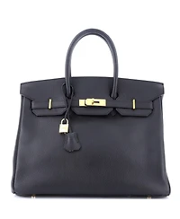 Pre-Owned Hermes Birkin 35 Handbag Ardennes with Gold Hardware
