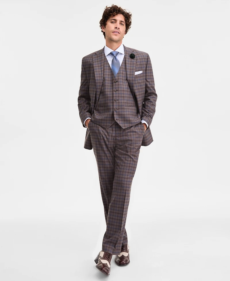 Tayion Collection Men's Classic-Fit Plaid Suit Separate Jacket