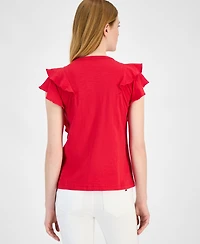 Tommy Hilfiger Women's Cotton Ruffled-Front T-Shirt