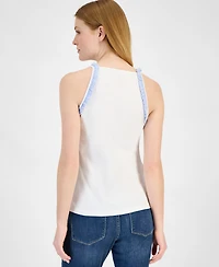 Tommy Hilfiger Women's High-Neck Ruffle-Trim Cotton Tank Top