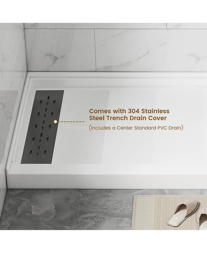 Casainc 60"W X 32"D Smc Single Threshold Shower Base Anti-Slip Shower Pan