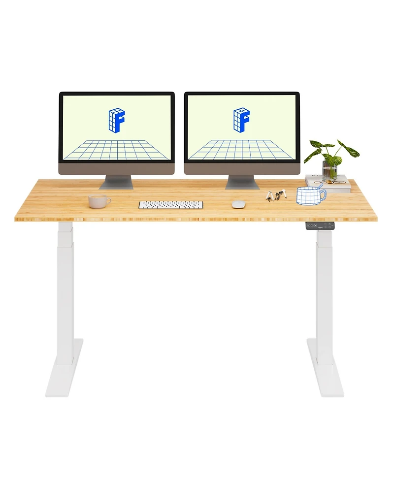 Flexispot E7-commercial W Electric Adjustable Standing Desk, Bamboo Top