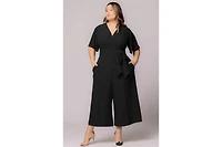Kiyonna Plus Evelyn Cropped Wide Leg Jumpsuit