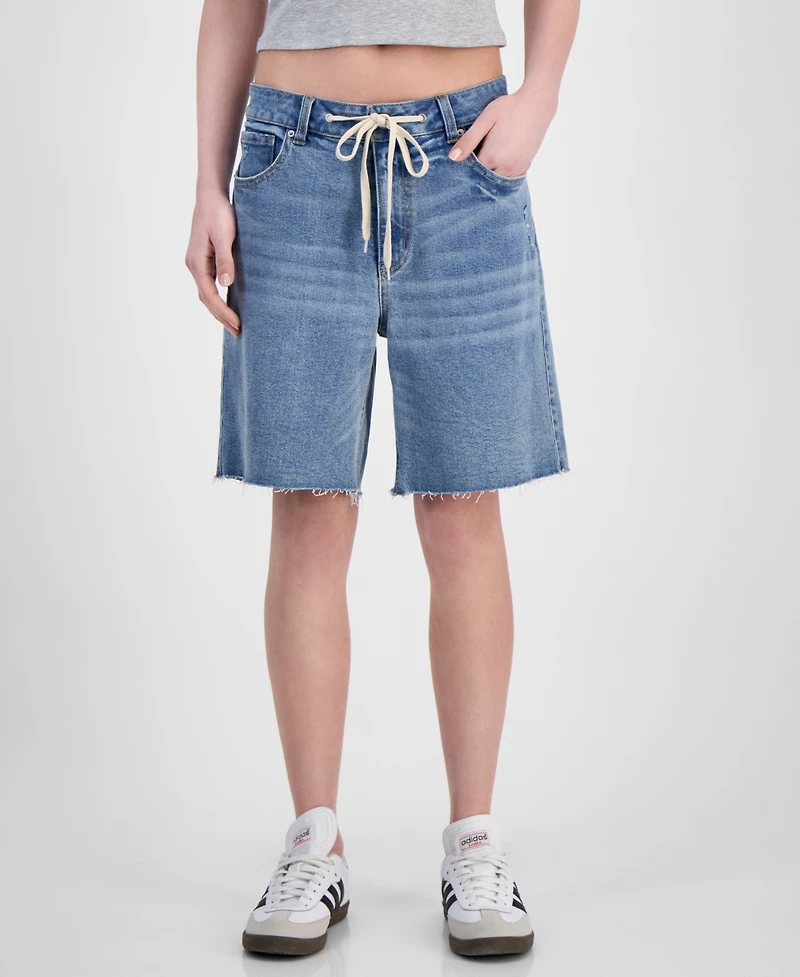 Tinseltown Juniors' Tie-Waist Jort Jean Shorts