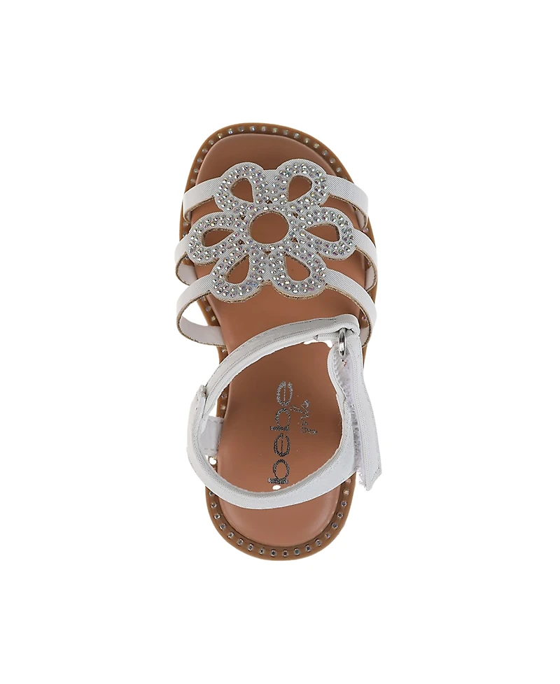 Bebe Toddler Girls Adhesive Strap with Flower Sandals