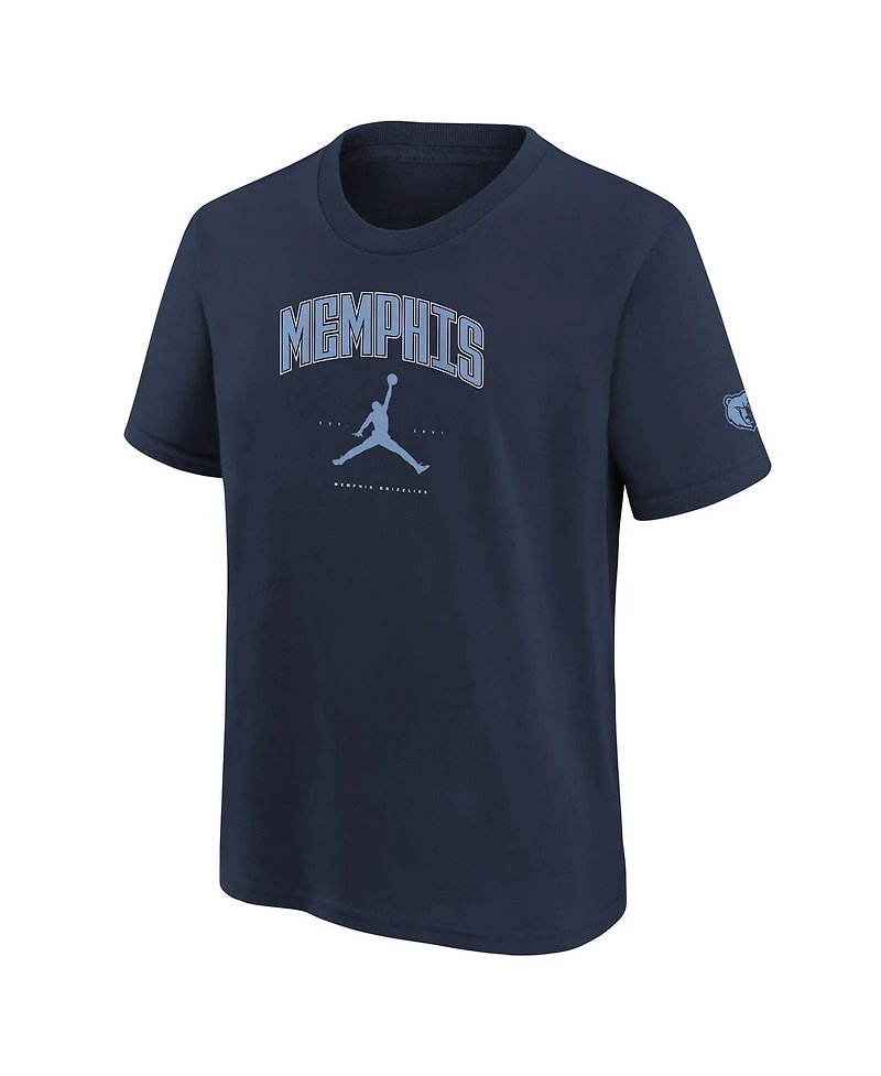 Jordan Big Boys and Girls Navy Memphis Grizzlies Essential Cities T-Shirt