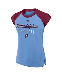 Nike Women's Light Blue/Burgundy Philadelphia Phillies Cooperstown Collection Raglan Performance T-Shirt