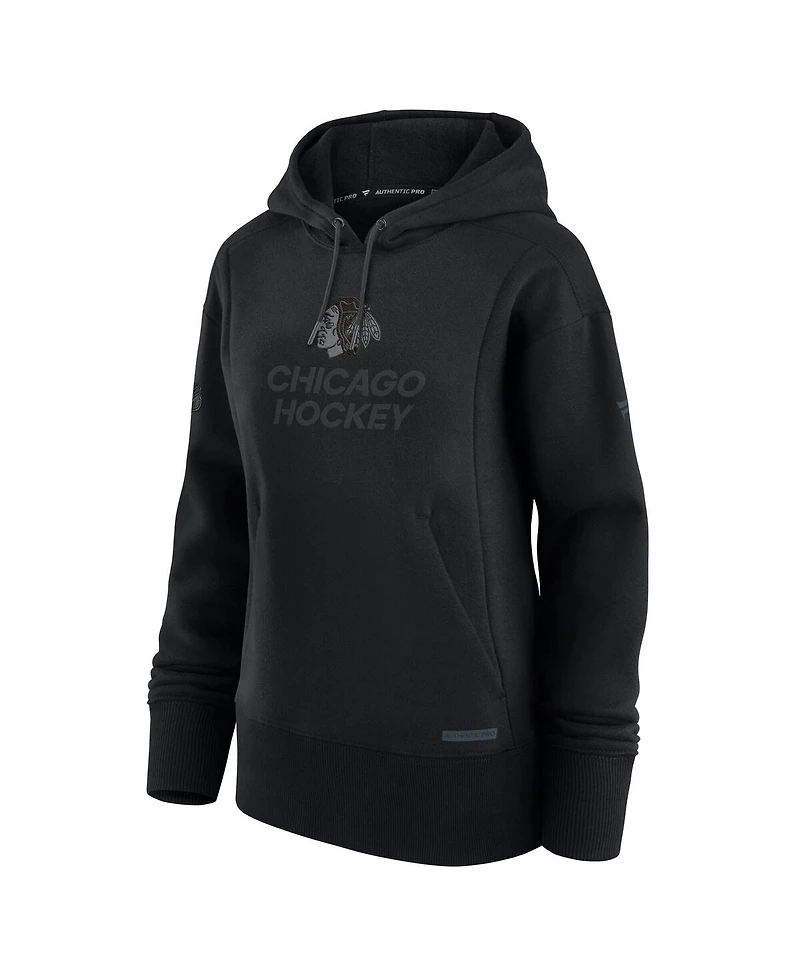 Fanatics Women's Black Chicago Blackhawks Authentic Pro Road Pullover Hoodie