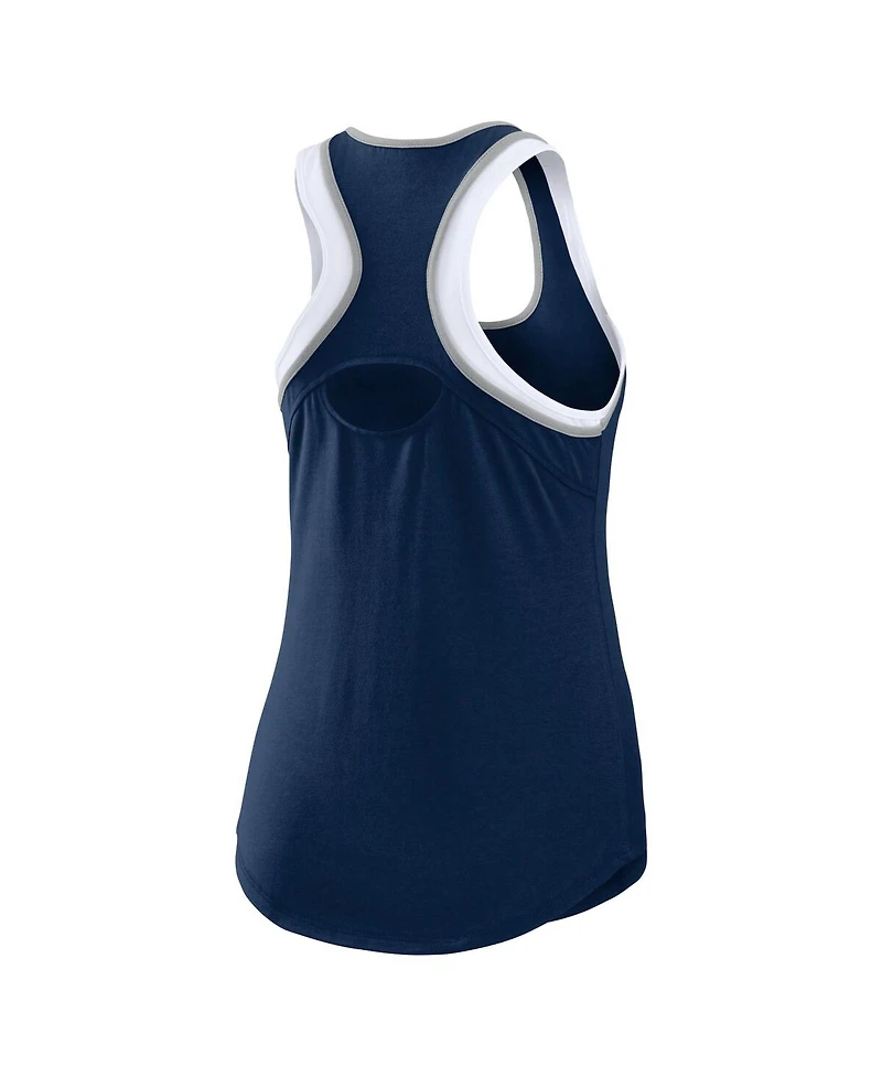 Wear by Erin Andrews Women's Navy New York Yankees Colorblock Racerback Tank Top