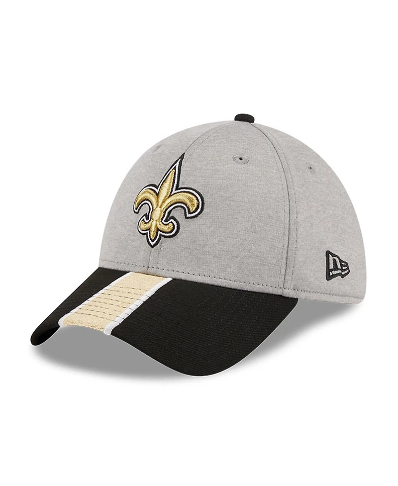 New Era Men's Heather Gray/Black New Orleans Saints Striped 39THIRTY Flex Hat