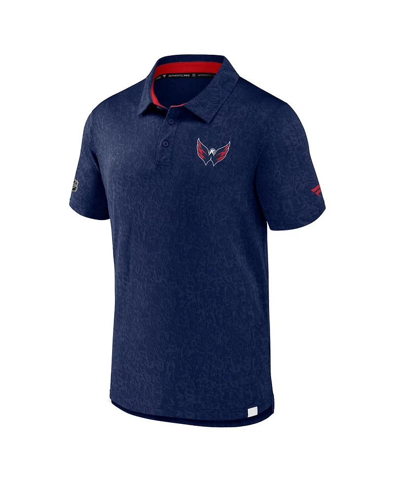 Fanatics Men's Navy Washington Capitals Authentic Pro Jacquard Polo Shirt