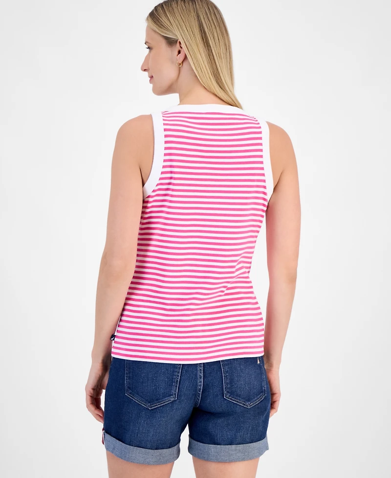 Nautica Jeans Women's Striped Button Sleeveless Sweater