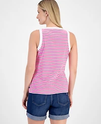 Nautica Jeans Women's Striped Button Sleeveless Sweater