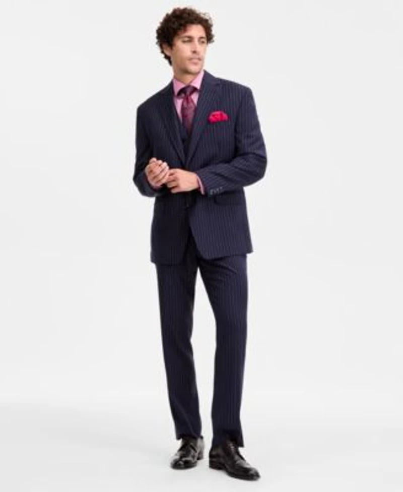 Tayion Collection Mens Classic Fit Pinstripe Suit Separates