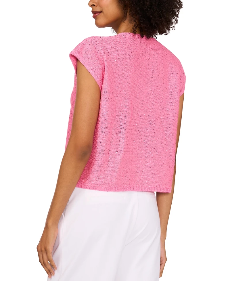 Vince Camuto Women's Shine V-Neck Cap-Sleeve Sweater