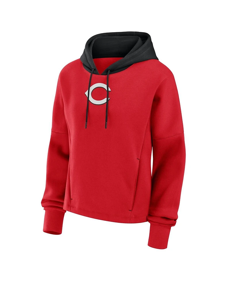 Fanatics Women's Red Cincinnati Reds Oversized High Hip Legacy Fleece Pullover Hoodie