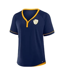 Fanatics Women's Navy Milwaukee Brewers League Diva Star Raglan V-Neck T-Shirt