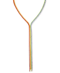 Guess Gold-Tone Rainbow Rhinestone Lariat Necklace, 20" + 2" extender