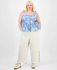 And Now This Trendy Plus Tied-Hem Linen Pants, Exclusively at Macy's