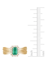 Emerald (5/8 ct. t.w.) & Diamond (1/6 Halo Ring 14k Gold (Also Ruby Sapphire)